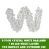 9 Foot Crystal White Garland 110 LED M5 Italian Frosted Multi Color Mini Lights -Winter Decor Hub a805817led
