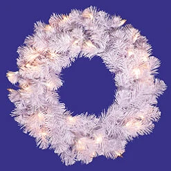 20 Inch Crystal White Wreath 50 DuraLit Clear Light