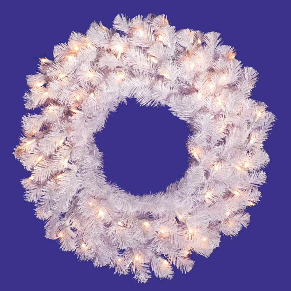 24 Inch Crystal White Wreath 50 LED Warm White Lights 3 24 Inch Crystal White Wreath 50 LED Warm White Lights