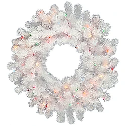 24 Inch Crystal White Wreath 50 LED Multi Lights 3 24 Inch Crystal White Wreath 50 LED Multi Lights