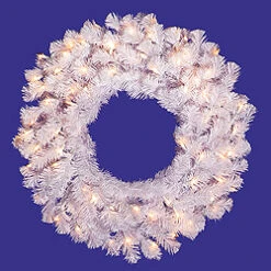 5 Foot Crystal White Artificial Christmas Wreath 200 LED Warm White Lights
