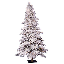 6 Foot Flocked Spruce Artificial Christmas Tree 300 DuraLit Clear Lights