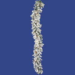 9 Foot Flocked Alaskan Garland 100 DuraLit Clear Lights