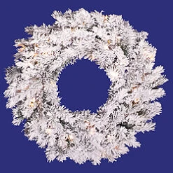 30 Inch Flocked Alaskan Wreath 50 DuraLit Clear Lights