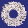 48 Inch Flocked Alaskan Wreath 150 DuraLit Clear Lights -Winter Decor Hub a806338