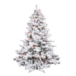 6.5 Foot Flocked Alaskan Artificial Christmas Tree 600 LED Multi Lights