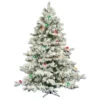 7.5 Foot Flocked Alaskan Artificial Christmas Tree 800 DuraLit Incandescent Mini Multi Color 45 G50 Multi Color Lights