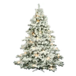 7.5 Foot Flocked Alaskan Artificial Christmas Tree 800 DuraLit Clear Mini And G50 Lights
