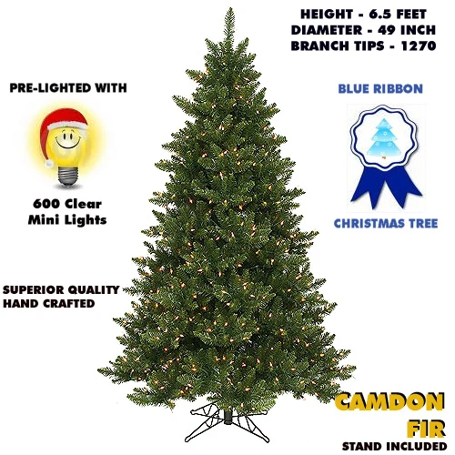 6.5 Foot Camdon Fir Artificial Christmas Tree 650 DuraLit Incandescent Clear Mini Lights 3 6.5 Foot Camdon Fir Artificial Christmas Tree 650 DuraLit Incandescent Clear Mini Lights