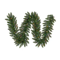 9 Foot Camdon Fir Artificial Christmas Garland 20 Inch Wide 150 LED M5 Italian Multi Color Mini Lights
