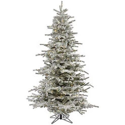 7.5 Foot Flocked Sierra Artificial Christmas Tree 600 LED Warm White Lights