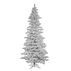 7.5 Foot Flocked White Slim Artificial Christmas Tree Unlit 3 7.5 Foot Flocked White Slim Artificial Christmas Tree Unlit