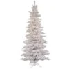 7.5 Foot Flocked White Slim Artificial Christmas Tree 400 DuraLit Clear Lights -Winter Decor Hub a893576
