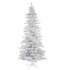 7.5 Foot Flocked White Slim Artificial Christmas Tree 400 LED Multi Lights -Winter Decor Hub a893577led