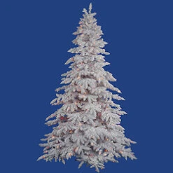 7.5 Foot Flocked White Artificial Christmas Tree 850 DuraLit Multi Lights
