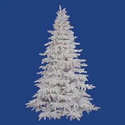 10 Foot Flocked White Artificial Christmas Tree 1500 DuraLit Clear Lights