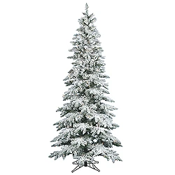 6.5 Foot Flocked Slim Utica Artificial Christmas Tree 300 LED Warm White Lights 3 6.5 Foot Flocked Slim Utica Artificial Christmas Tree 300 LED Warm White Lights
