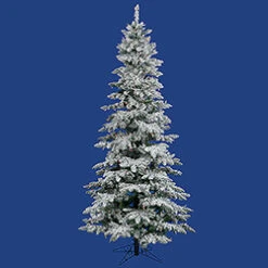 10 Foot Flocked Slim Utica Artificial Christmas Tree 700 LED Multi Lights