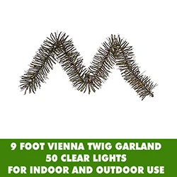 9 Foot Vienna Twig Garland 50 Clear Lights 3 9 Foot Vienna Twig Garland 50 Clear Lights