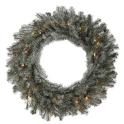24 Inch Frosted Pistol Pine Wreath 35 Clear Lights 3 24 Inch Frosted Pistol Pine Wreath 35 Clear Lights