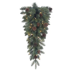 30 Inch Aberdeen Spruce Artificial Christmas Teardrop With 35 Clear Lights