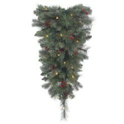 30 Inch Wesley Mixed Pine Artificial Christmas Teardrop With 35 Clear Lights