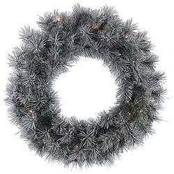 24 Inch Frosted Brewer Pine Wreath 35 Clear Lights 3 24 Inch Frosted Brewer Pine Wreath 35 Clear Lights