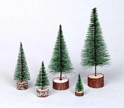 5 Inch Frosted Green Village Tree 6 Per Set