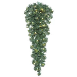 36 Inch Oregon Fir Artificial Christmas Teardrop With 50 Warm White LED 5MM Single Mold Wide Angle Polka Dot Lights