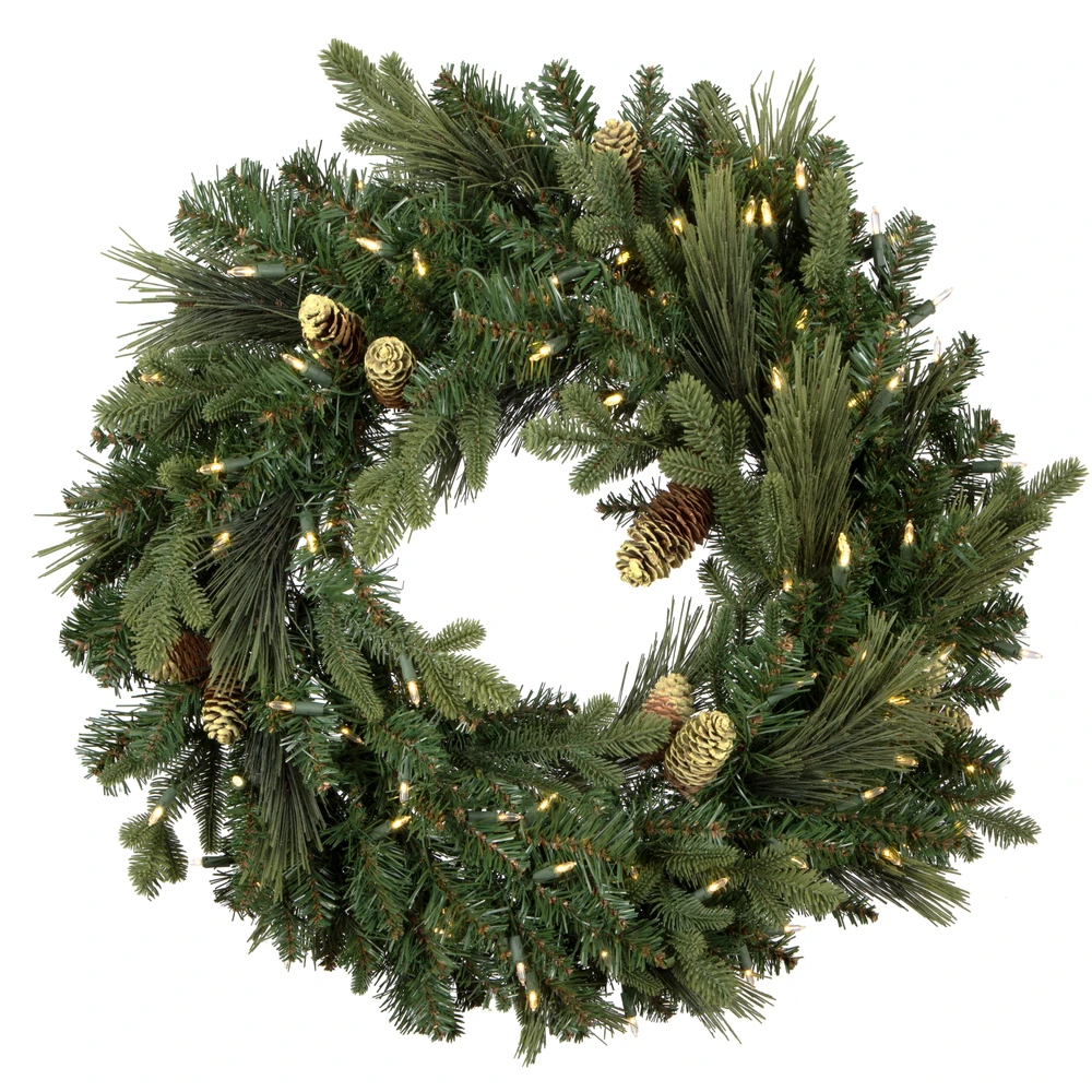 24 Inch Emerald Mixed Fir Artificial Christmas Wreath LED Warm White Mini Lights 3 24 Inch Emerald Mixed Fir Artificial Christmas Wreath LED Warm White Mini Lights