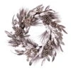 24 Inch Artificial Silver Pinecone Needle Berry Christmas Wreath Unlit