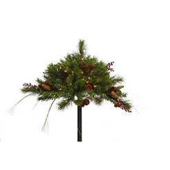33 Inch Mixed Berry And Cone Artificial Christmas Plant 50 DuraLit Incandescent Mini Clear Lights