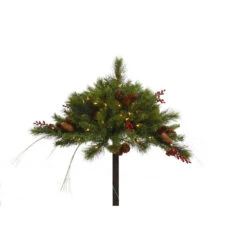 36 Inch Mixed Berry And Cone Artificial Christmas Plant 100 DuraLit LED M5 Italian Mini Warm White Lights