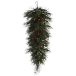 36 Inch Ponderosa Berry Artificial Christmas Teardrop With 50 Clear Lights
