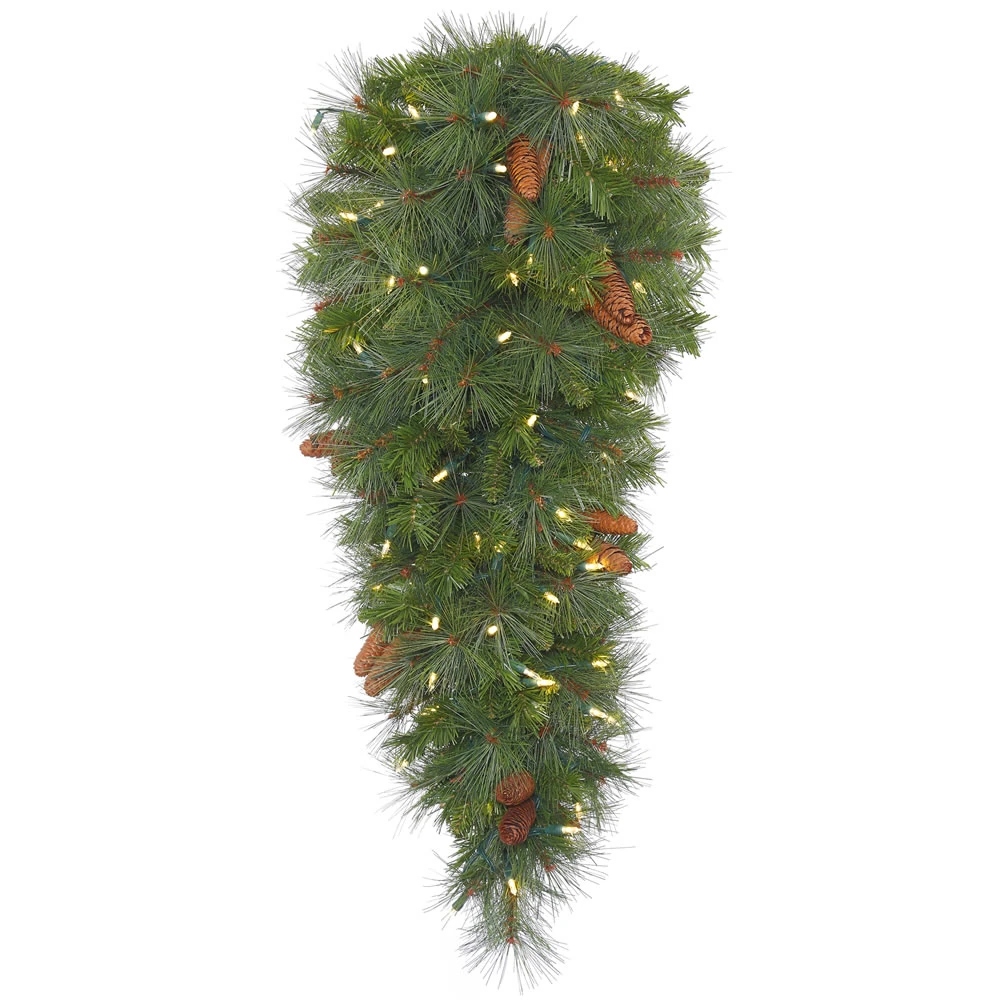 48 Inch Savannah Mixed Pine Artificial Christmas Teardrop Featuring Real Pine Cones And 100 Warm White LED Lights 3 48 Inch Savannah Mixed Pine Artificial Christmas Teardrop Featuring Real Pine Cones And 100 Warm White LED Lights