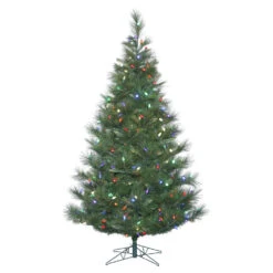7.5 Foot Norway Pine Artificial Christmas Tree 375 LED C7 Multi Color Lights