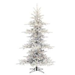 7.5 Foot Flocked Yukon Display Artificial Christmas Tree 4MM LED Warm White Seed Lights