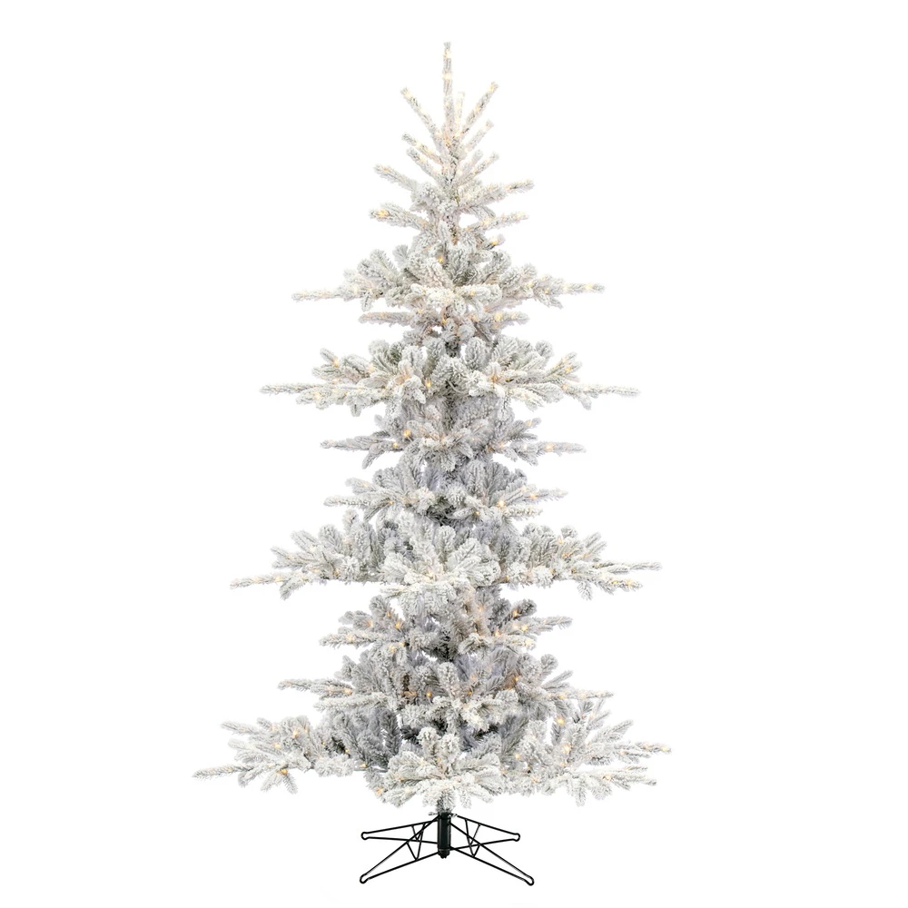7.5 Foot Flocked Yukon Display Artificial Christmas Tree 4MM LED Warm White Seed Lights 3 7.5 Foot Flocked Yukon Display Artificial Christmas Tree 4MM LED Warm White Seed Lights