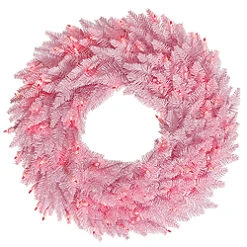 5 Foot Pink Fir Artificial Christmas Wreath 200 Pink Lights