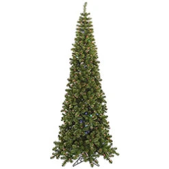 7.5 Foot Pencil Pine Artificial Christmas Tree 400 LED Color Change Lights