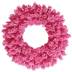 30 Inch Flocked Pink Fir Wreath