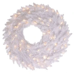 24 Inch White Fir Artificial Christmas Wreath With 50 DuraLit Incandescent Mini Clear Lights
