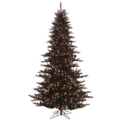 10 Foot Black Fir Artificial Halloween Tree 1150 DuraLit Incandescent Clear Mini Lights