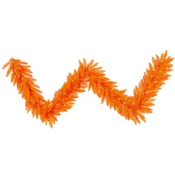 9 Foot Orange Fir Artificial Halloween Garland 100 DuraLit LED M5 Italian Orange Mini Lights