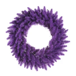 48 Inch Purple Fir Artificial Halloween Wreath 150 DuraLit LED M5 Italian Purple Mini Lights