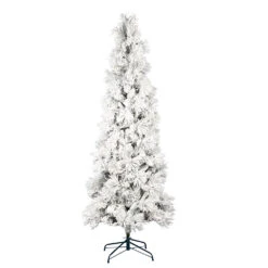 7.5 Foot Flocked Atka Pine Pencil Artificial Christmas Tree Unlit