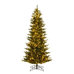 7.5 Foot Natural Slim Fraser Fir Artificial Christmas Tree 3MM LED Multi-Colored Lights