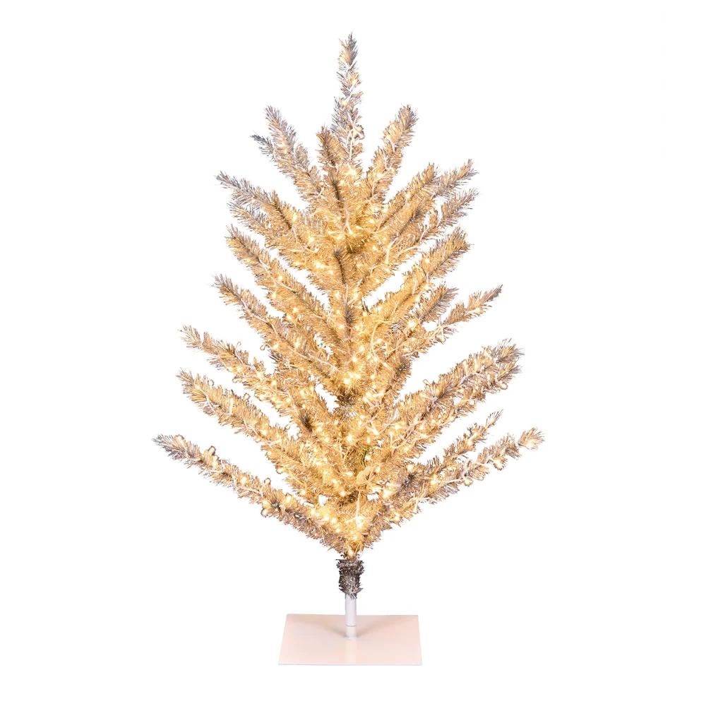 4 Foot Vintage Aluminum Artificial Christmas Tree - 500 Low Voltage LED Warm White 3MM Lights 3 4 Foot Vintage Aluminum Artificial Christmas Tree - 500 Low Voltage LED Warm White 3MM Lights