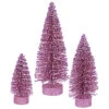 Orchid Glitter Oval Christmas Village Tree Set Of 3 Sizes Small