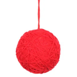 2.4 Inch Red Yarn Round Christmas Ball Ornament